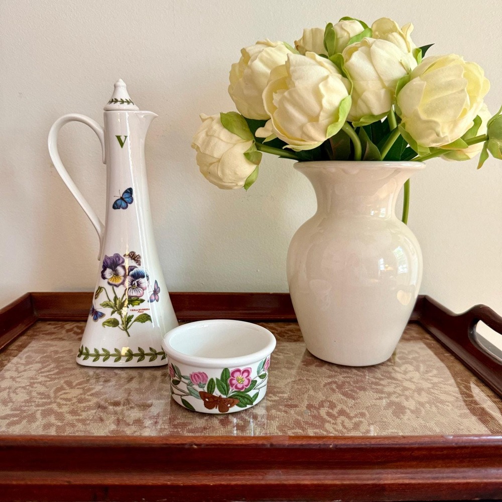 Vintage Portmeirion Botanic Garden Vinegar Cruet & Ramekin – Made in England